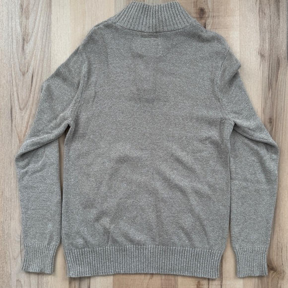 American Eagle Beige Tan Cotton Half Zip & Button Up Knitted Sweater Athletic M - Picture 8 of 11
